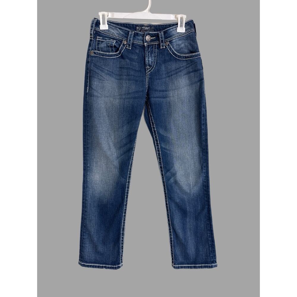Silver Jeans Natsuki Capri Blue Western Glove Works Size‎ 27 Waist READ DETAILS